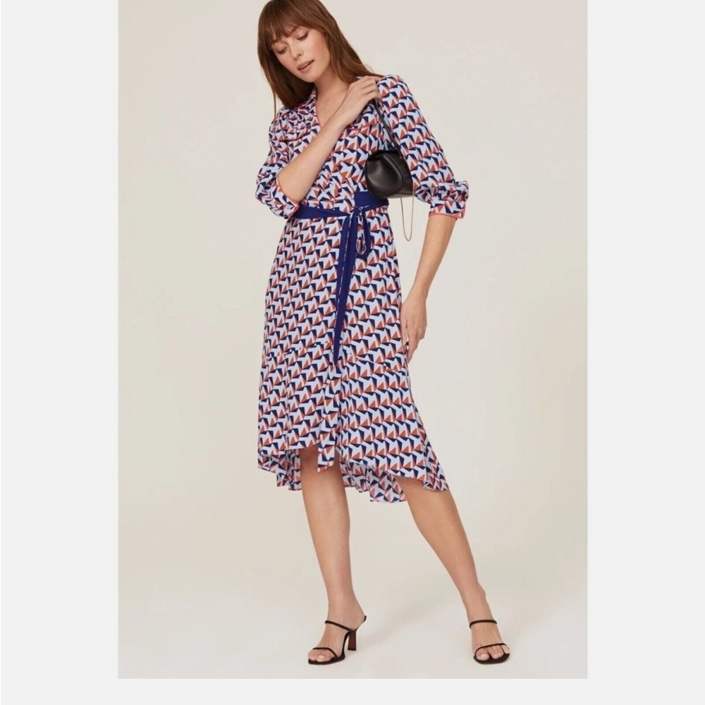 Diane Von Furstenberg DVF Women's Ana Wrap Dress Geometric Print